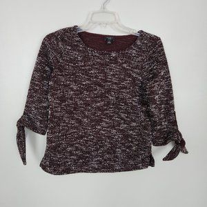 Ann Taylor Factory Tweed Shirt Tie Sleeve Cuffs Size Extra Small Petite